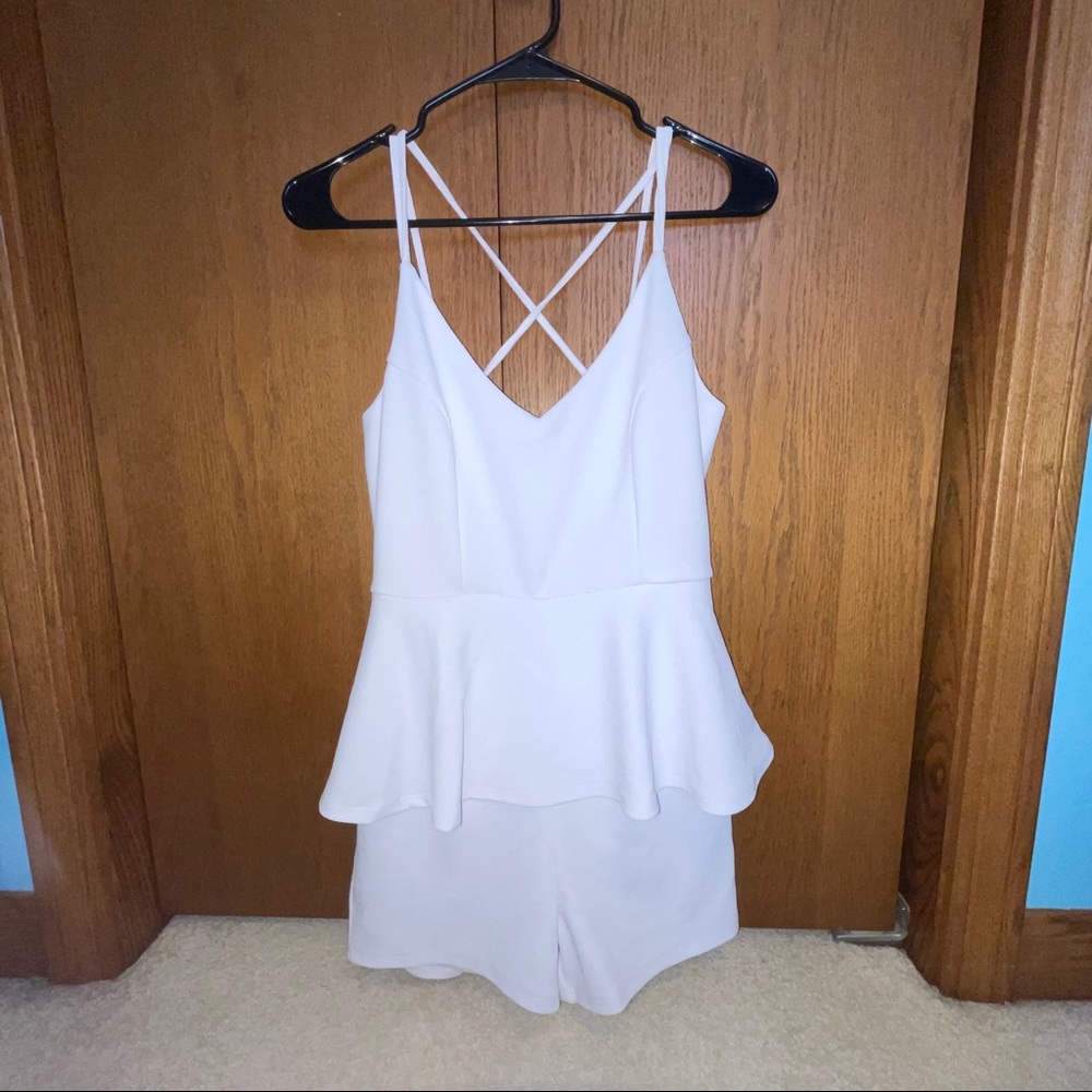 NWT white tank top Charlotte Russe romper, size M